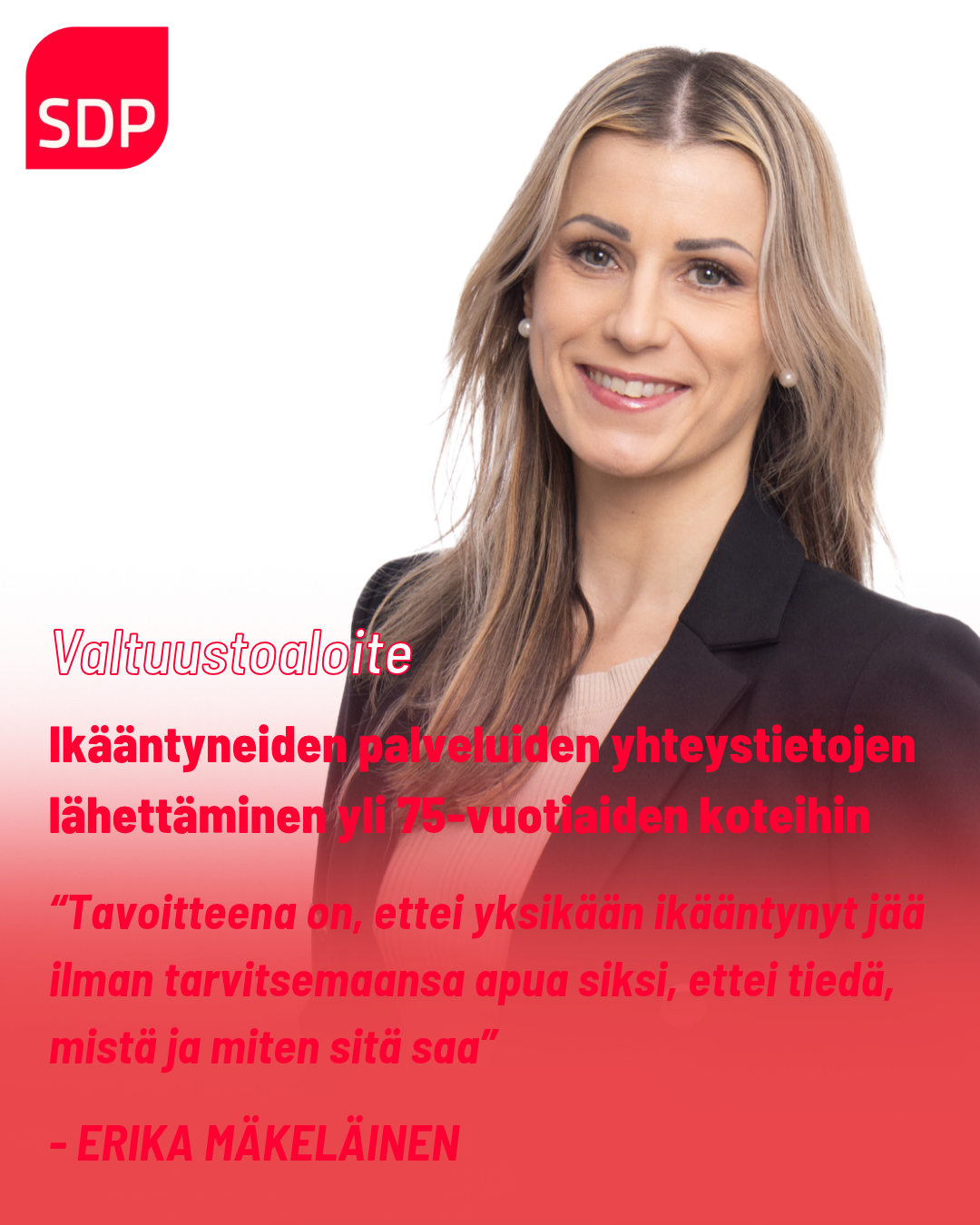 Erika Mäkeläisen aluevaltuustoaloite: Ikääntyneiden palveluiden yhteystietojen lähettäminen yli 75-vuotiaiden koteihin